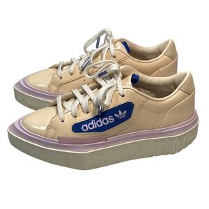 Adidas HyperSleek Platform Sneakers Women's Linen Patent Leather Lace Up Low Top